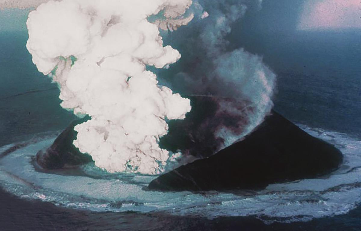 The new-born island of Surtsey, off Iceland, on 30 November 1963, as captured in this photo 16 days after the start of the eruption that led to its creation. Today, it is a 346-acre, 510-foot-high island slowly being repopulated by nature.