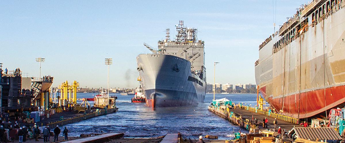 The USNS John Lewis (T-AO-205) is the first of a new class of fleet replenishment oilers. The Navy and NASSCO collaborated to balance efficiency with cost in a design more efficient than its predecessors.