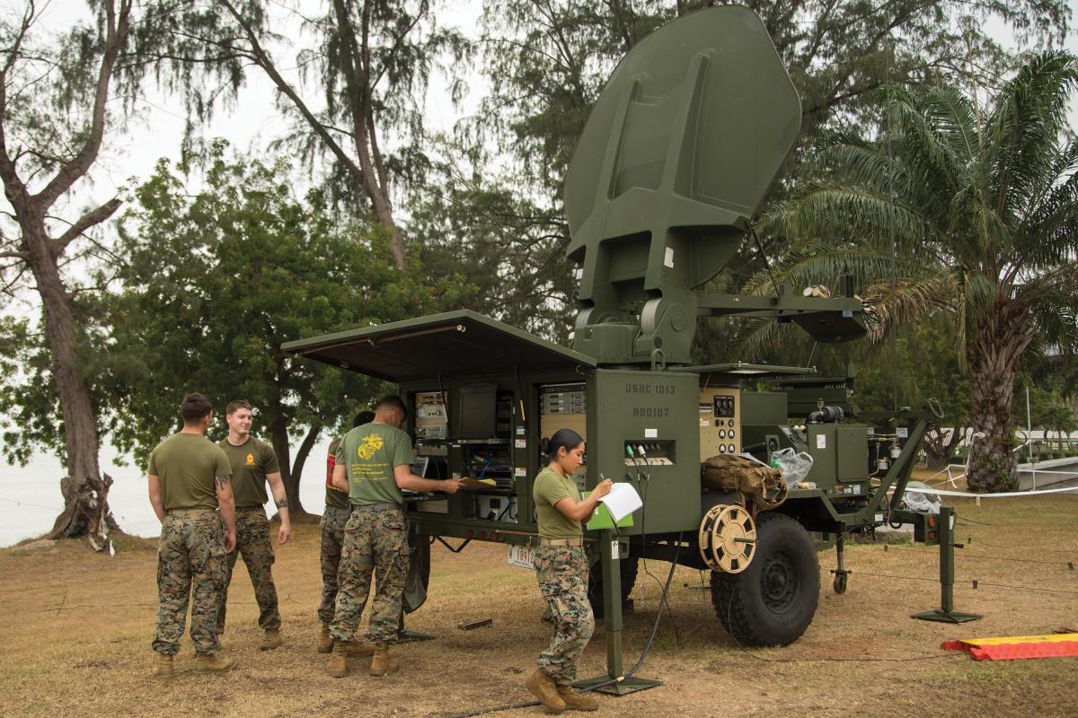 U.S. Marines operate a Very Small Aperture Terminal in support of exercise Cobra Gold 19 in Phra Maha Jetsadaratchao Camp, U-Tapao, Thailand
