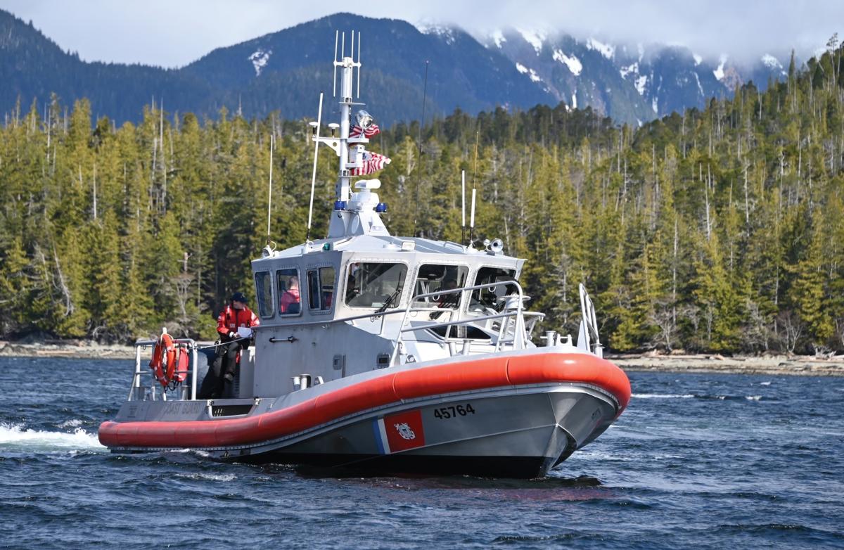 A Coast Guard 45-foot Response Boat-Medium (RBM) crew prepares the deck for vessel tow training in Tongass Narrows, Ketchikan, Alaska. Based on the author’s recent study, Coast Guard men and women working on RBMs are exposed to whole-body vibrations well above the safe occupational exposure limit.