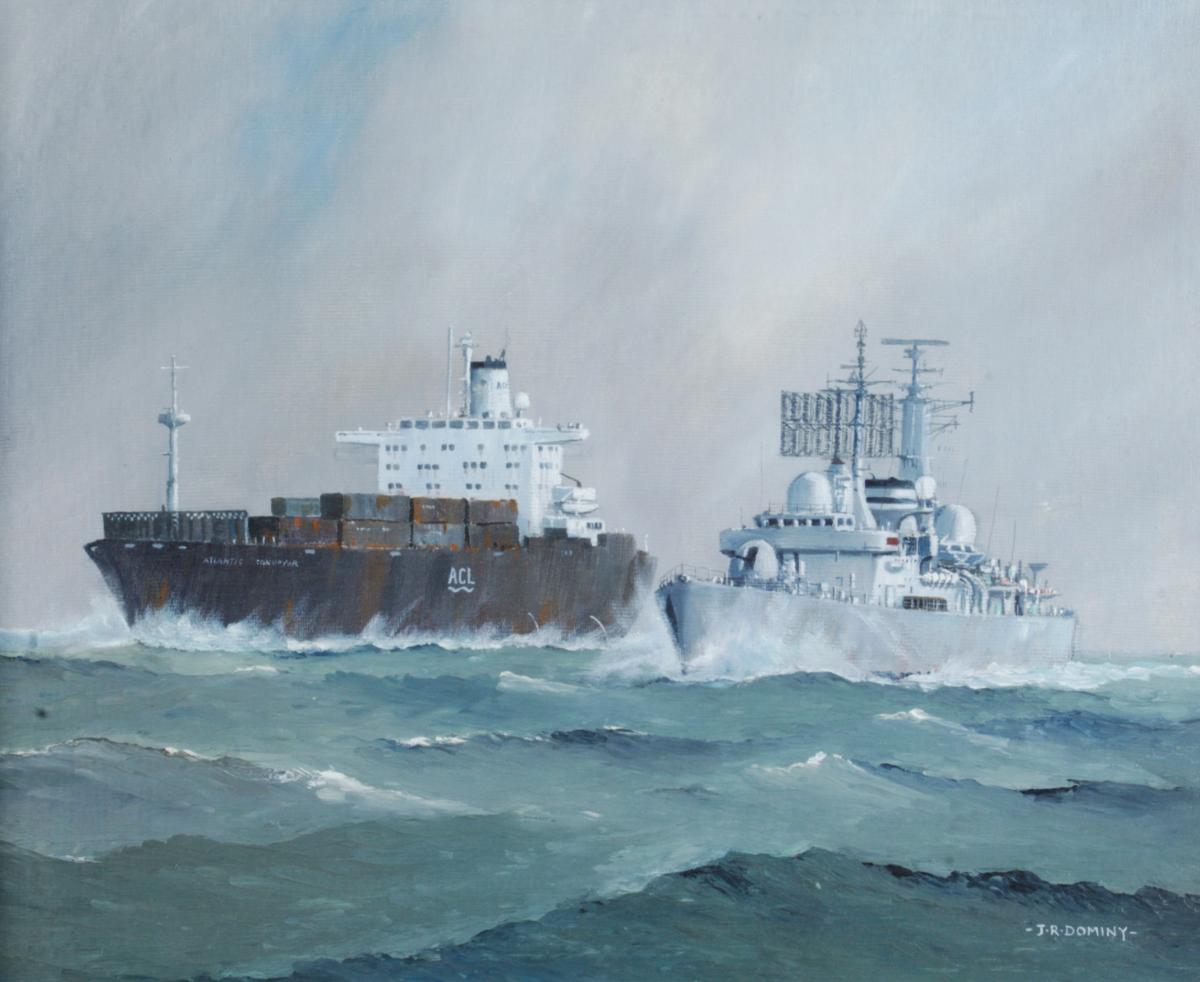 HMS Glasgow and Atlantic Conveyor