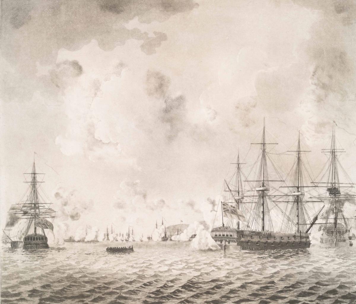 HMS Augusta off Mud Fort 1777