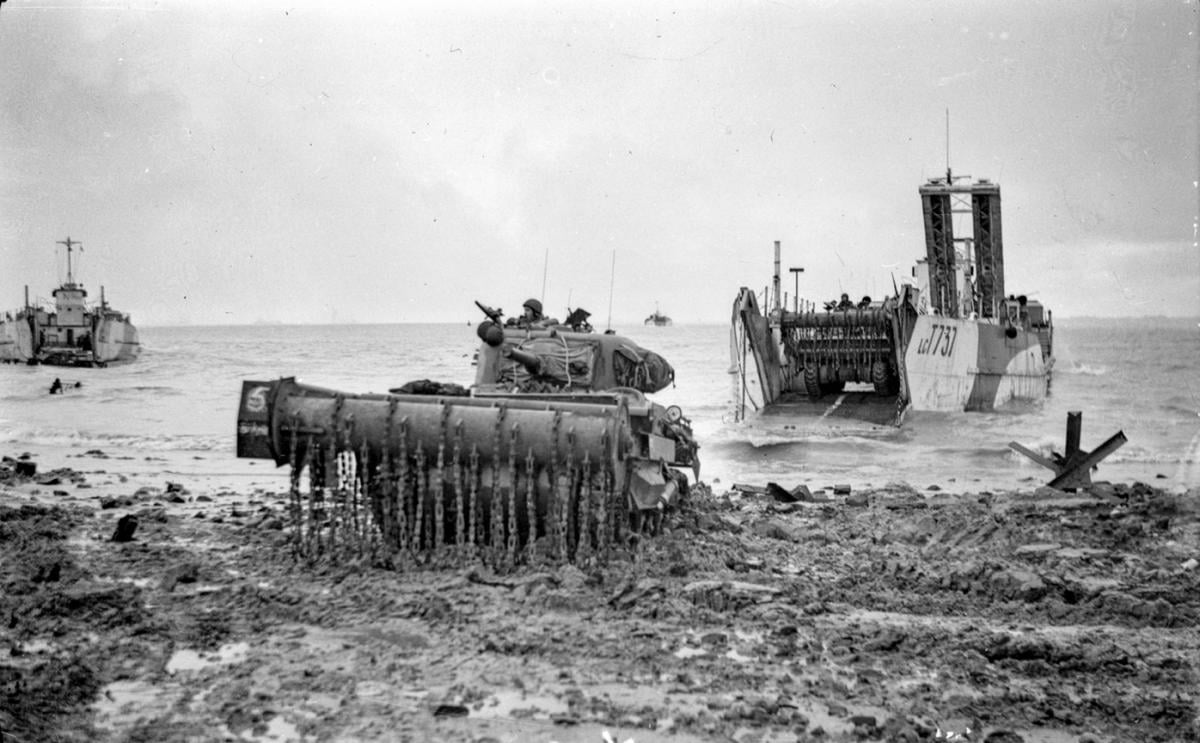 British Crab tank on a landing beach
