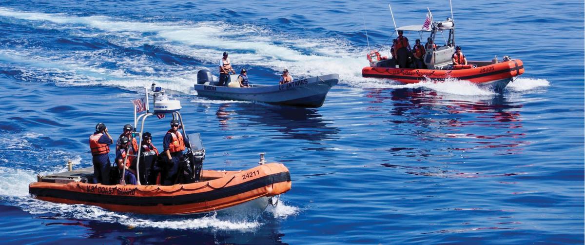 Rigid-hull inflatable boats and crews from the USCGC Decisive (WMEC-629) 