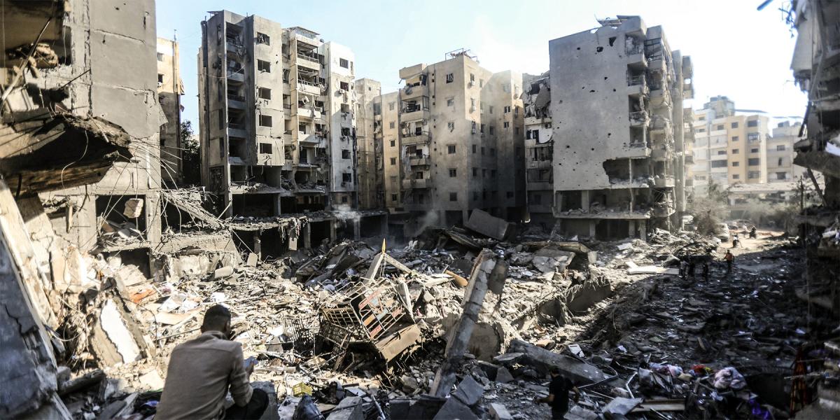 Damaged buildings in Beirut, Lebanon, from Israeli air strikes against Hassan Nasrallah.