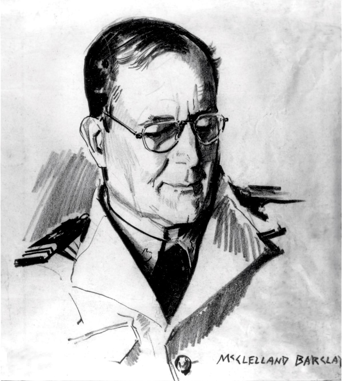 Illustrator McClelland Barclay's sketch of Lieutenant Commander Samuel Eliot Morison