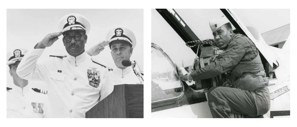 The African American officers stationed on Oahu in the 1960s with the author—including Samuel Gravely (left), who commanded a destroyer and rose to the rank of vice admiral, and Frank Petersen (right), who rose to lieutenant general in the Marine Corps—had an unwritten code: Do not whine; perform.