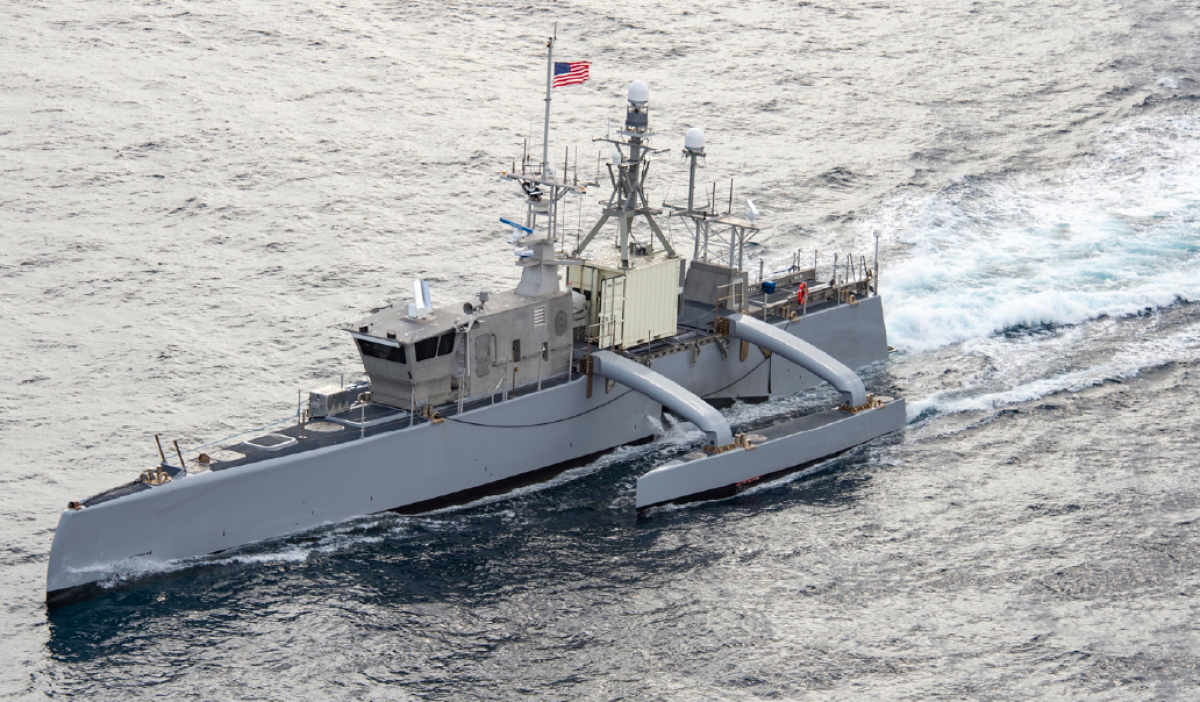 A U.S. ship on the water.