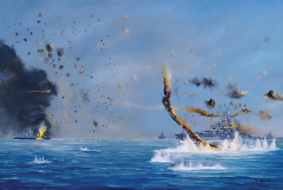 During World War II, Samuel Morison's closest brush with death came when a kamikaze targeted the battleship Tennessee (right).