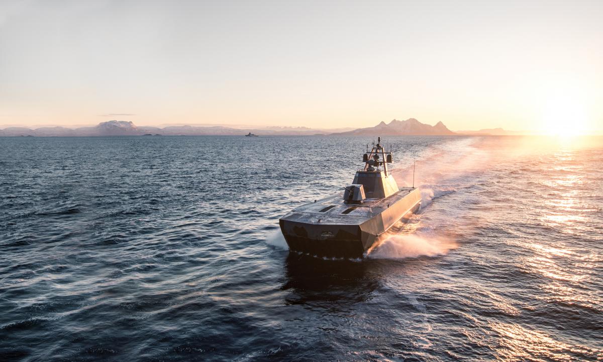 Norwegian Navy Skjold-class corvette underway at sea