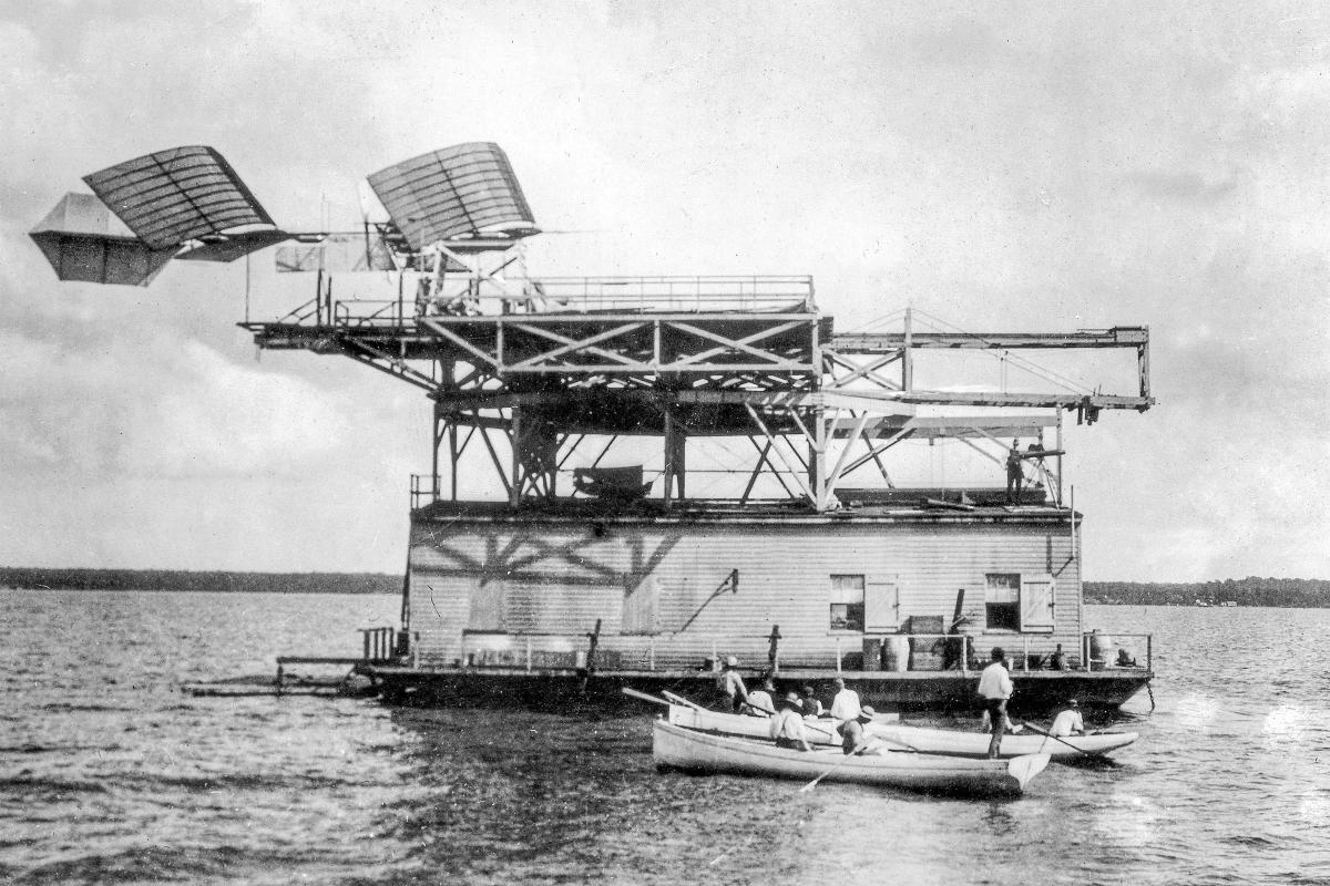 Attempted flight of Langley's full-sized palne, preparatory to launching