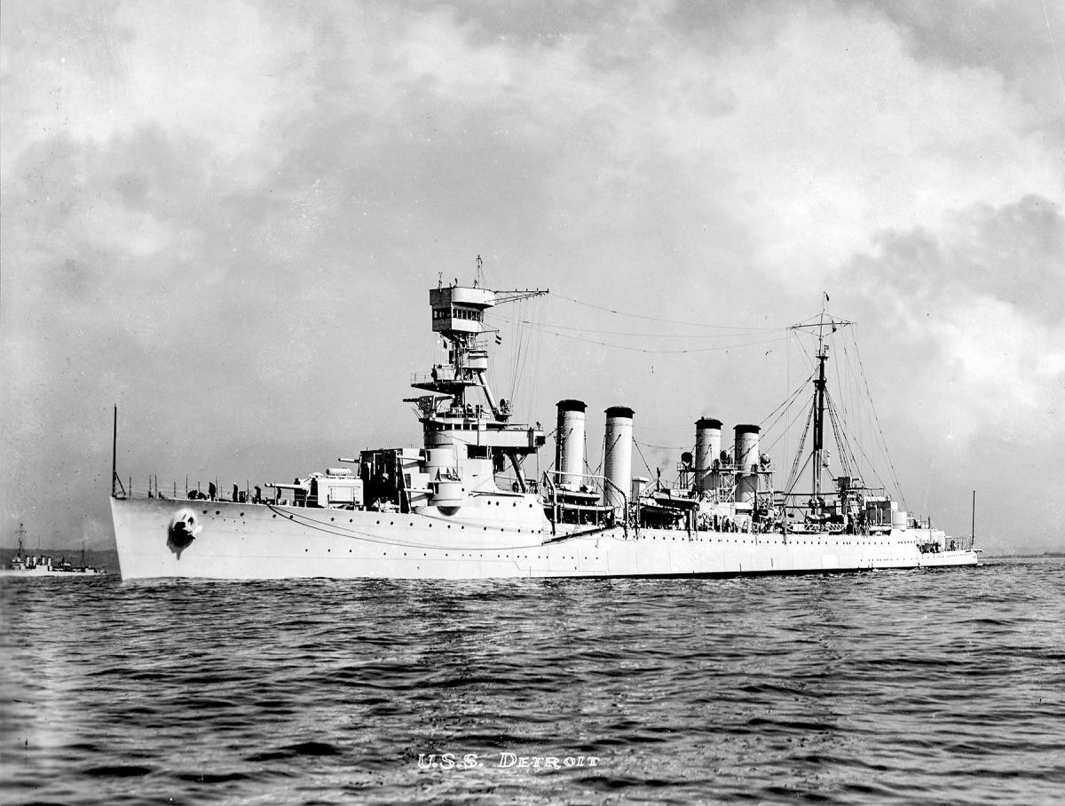 USS Detroit (CL-8) underway before 1940.