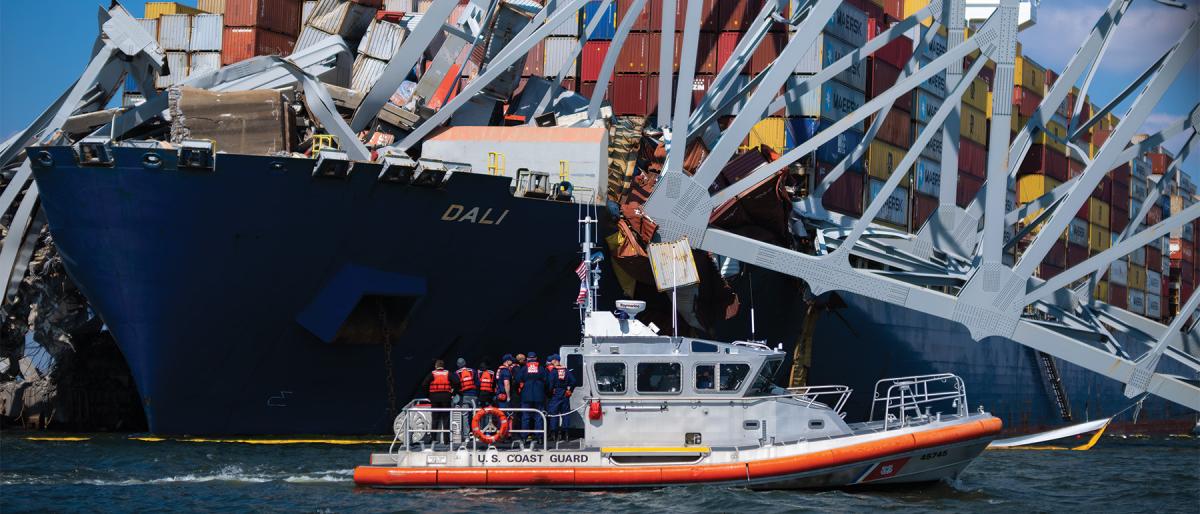 Local, state, and federal government  leaders assess the Francis Scott Key Bridge collapse in Baltimore, Maryland, in March.