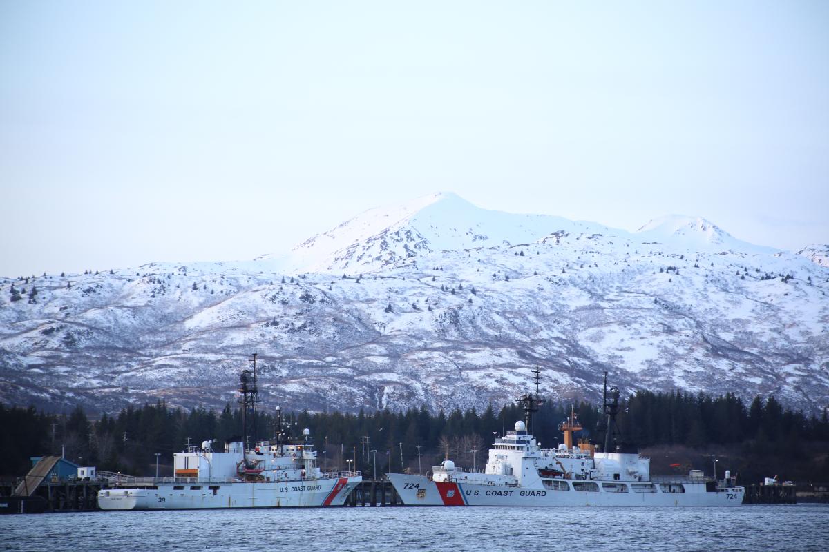 Coast Guard ships steaming in Alaska
