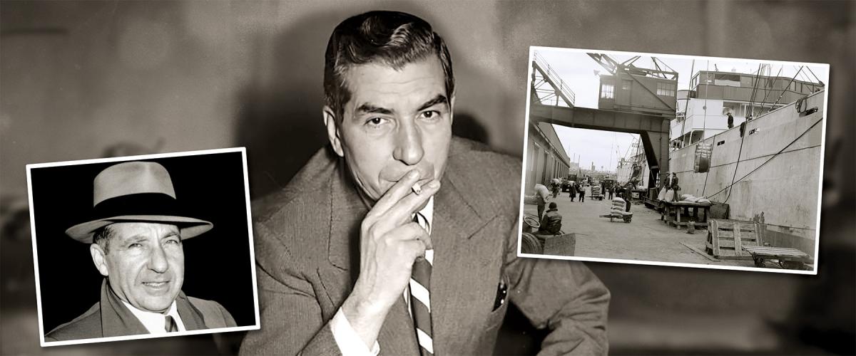 The Brooklyn waterfront, 1942: With the Battle of the Atlantic raging, the U.S. Navy recruits the aid of the New York racketeering syndicates to protect the teeming docks so crucial to the war effort. From Lucky Luciano (above) to Frank Costello (left), from Meyer Lansky to Johnny “Cockeye” Dunn, the Mob will lend its muscle to the cause.