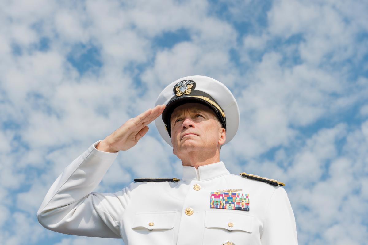Admiral Winnefeld salutes during National POW/MIA Day
