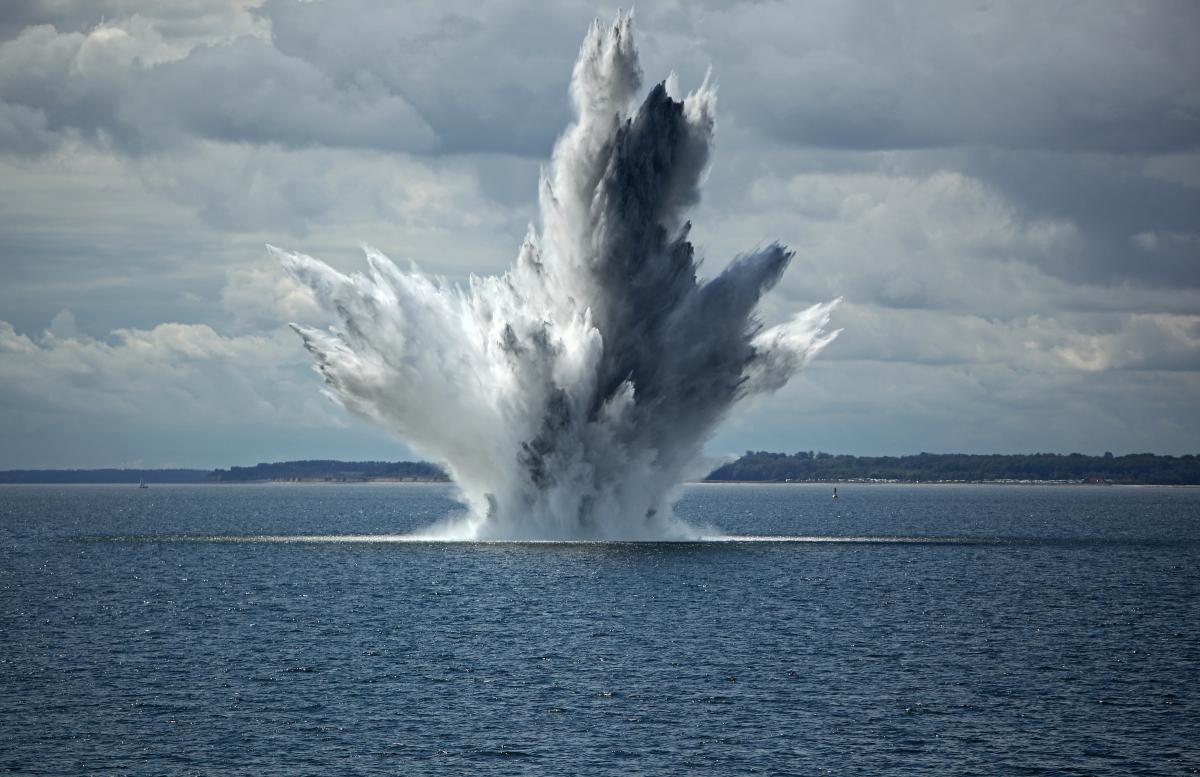 Stock image of the surface effects of an underwater explosion