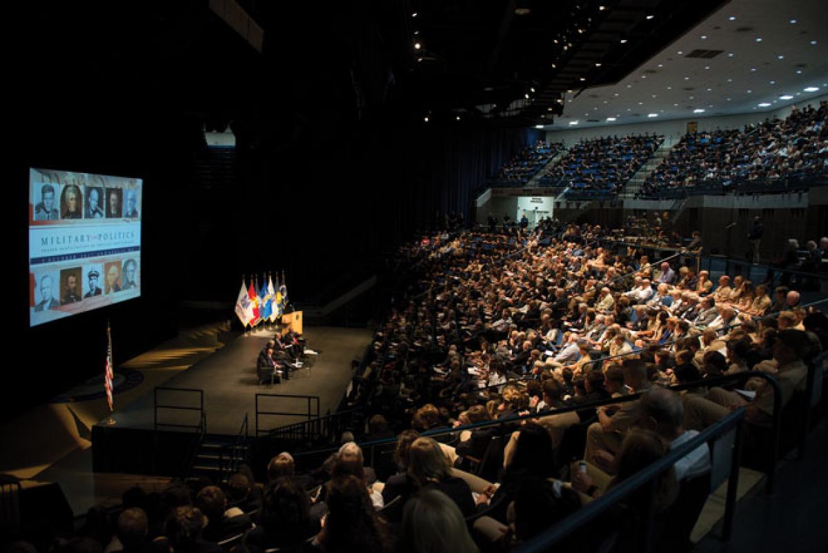 The 2017 Naval History Conference "Military and Politics" engaged a packed audience at the U.S. Naval Academy's Alumni Hall on October 5.