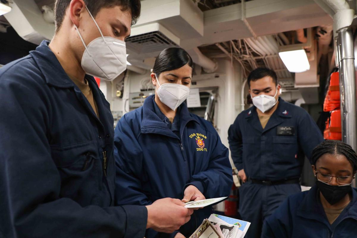 Sailors with face masks