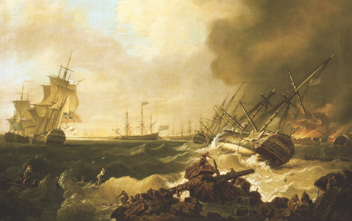 Сражение в бухте Киберон 1759. Ричард Райт художник. Сражение у Мартиники (1667).