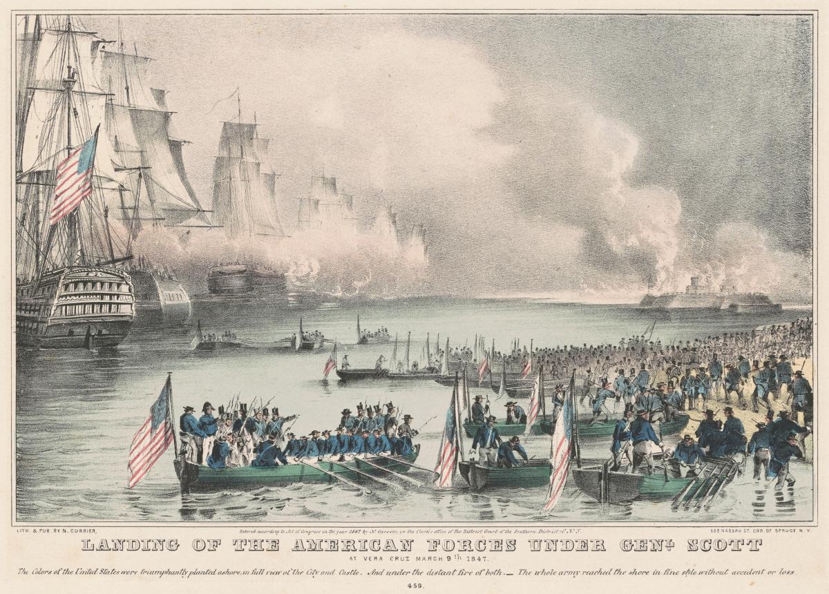 9 March 1847: Carried shoreward in surfboats custom-made for the occasion, U.S. forces land at Vera Cruz, Mexico, under the protection of naval gunfire support. The epic assault on Vera Cruz is the largest American amphibious operation ever attempted up to that time.