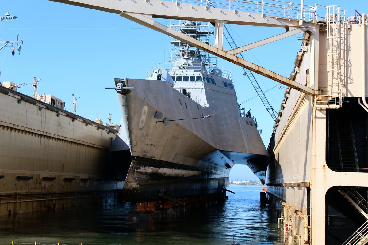 USS Montgomery (LCS-8) in drydock