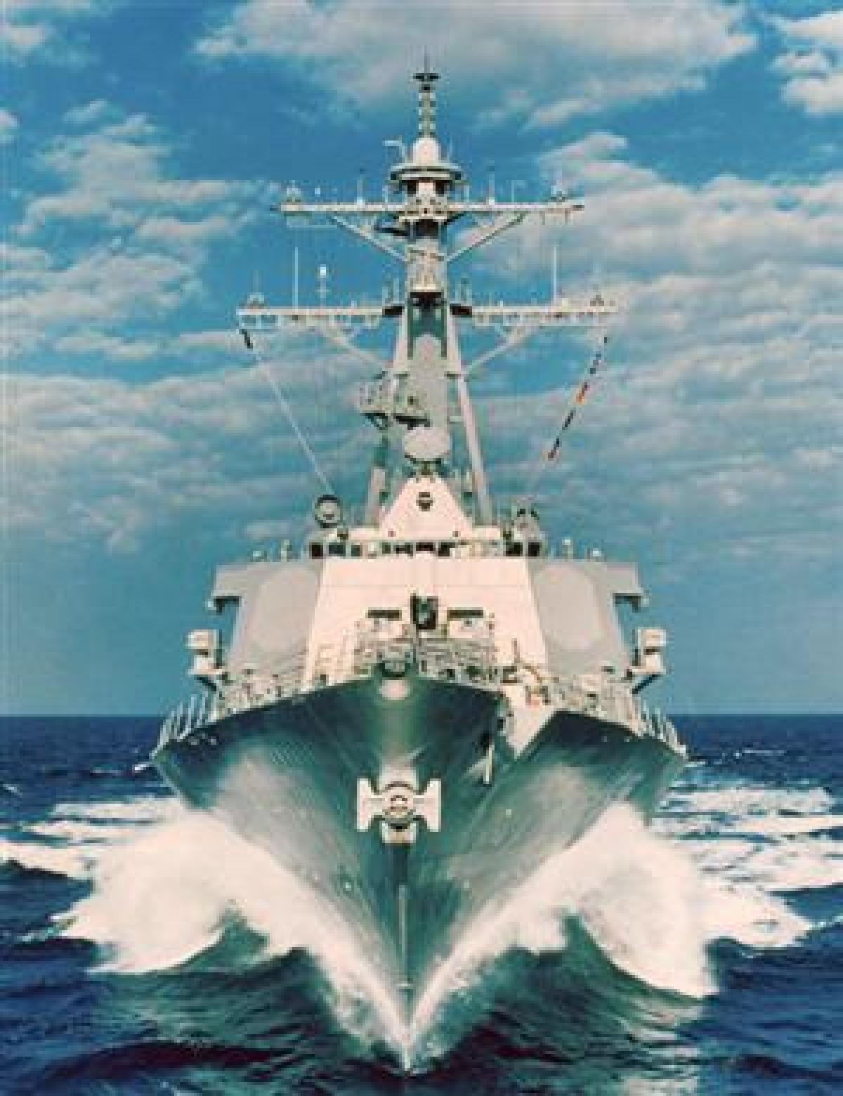 Length and displacement constraints resulted in designers creating the Arleigh Burke-class guided-missile destroyers' dramatic flared, or V-shaped, hull form.