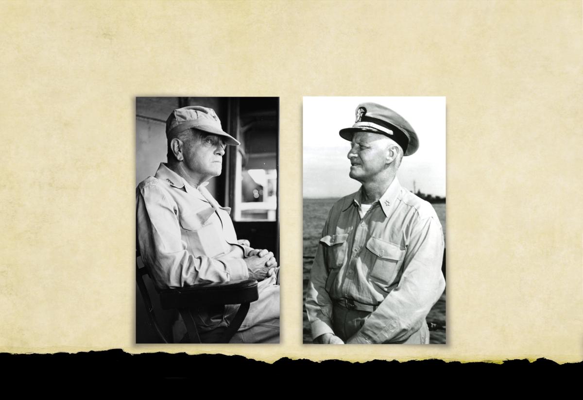 Portraits of Admiral William “Bull” Halsey and Admiral Chester Nimitz