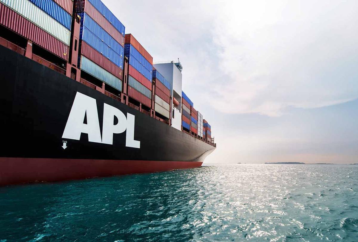 A container ship at sea