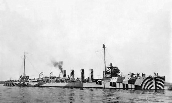  USS Wadsworth (DD-60) moored to a buoy.