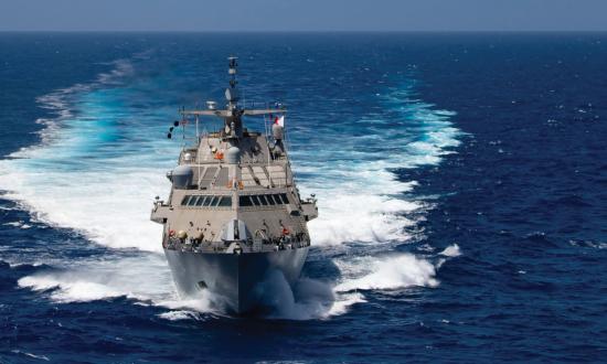 The Freedom-class LCS USS Little Rock (LCS-9) while deployed to the Southern Command area of operation. The Freedom-class LCS’s unique hull and engineering design demand equally unique shiphandling knowledge and skills.