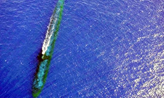The USS Chicago at periscope depth.