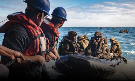 golding essay prize 2022 Sailors man a safety line as Marines with the 31st Marine Expeditionary Unit (MEU) stand fast on the stern gate during Combat Rubber Raiding Craft (CRRC) operations