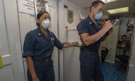 Two Hospital Corpsmen from a US destroyer.