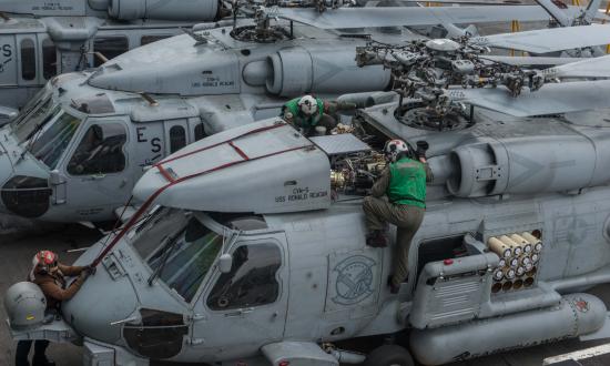 MH-60 helicopters on board the USS Ronald Reagan (CVN-76)
