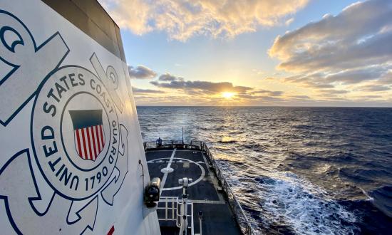 The Coast Guard Cutter Active (WMEC-618) conducts a counter-narcotics patrol in the eastern Pacific in April 2020