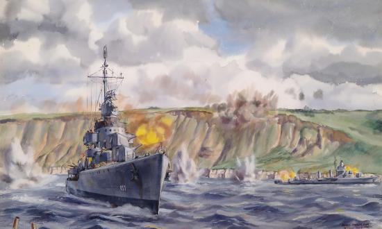 USS Emmons (DD-457) shelling the Normandy Coast