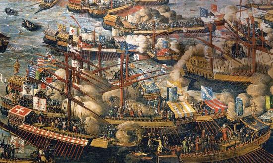 The Battle of Lepanto, 7 October 1571, was the last great sea battle involving galleys and one  of the first in which marines played a critical role.