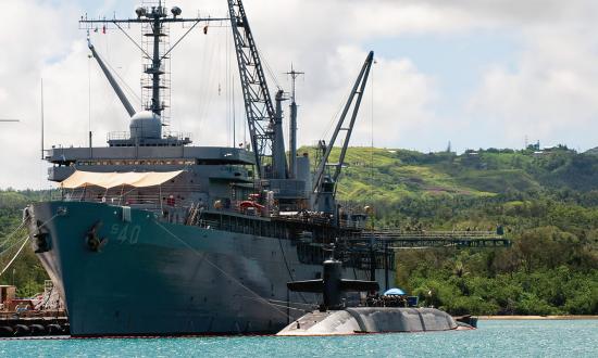 The Emory S. Land-class USS Frank Cable (AS-40) is one of two U.S. Navy submarine tenders. The Navy’s only mobile maintenance and repair assets, they were delivered in the 1970s and need replacement.