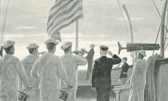 U.S. Navy procedures regarding display of the national ensign vary with circumstances. 