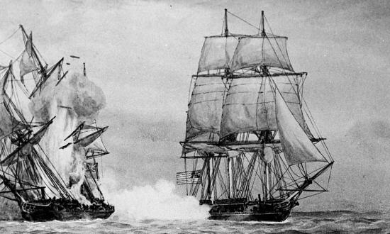 The capture of the HMS Active by the USS Hazard in 1778.