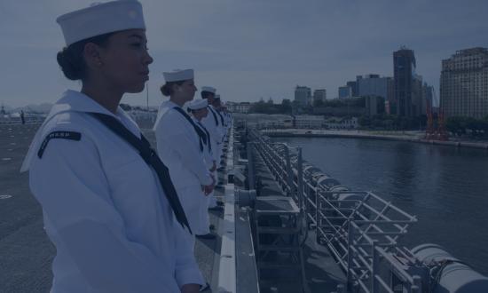Sailors manning the rail