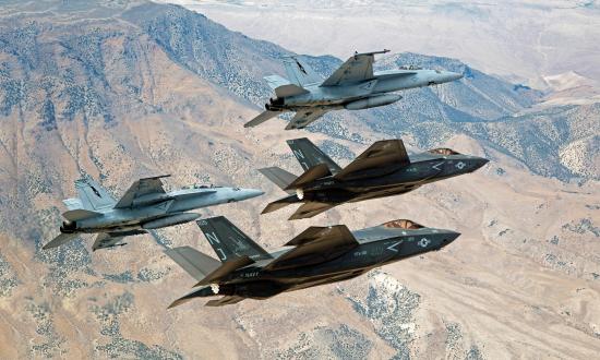F35Cs fly with FA-18 Super Hornets on their way to Naval Air Station Fallon to begin the airframe’s integration into the training complex. The Navy’s focus on non-joint air operations has left its carrier air wings underprepared for the high-end fight. 