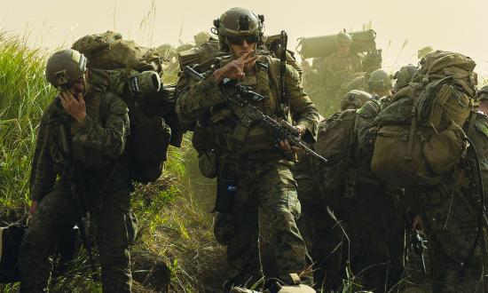 Marines from the 3d Marine Division and 1st Marine Air Wing train at Kirishima Training Area in Kyushu, Japan.