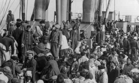 Rescued refugees from Hungnam, Korea, on board the SS Meredith Victory in December 1950