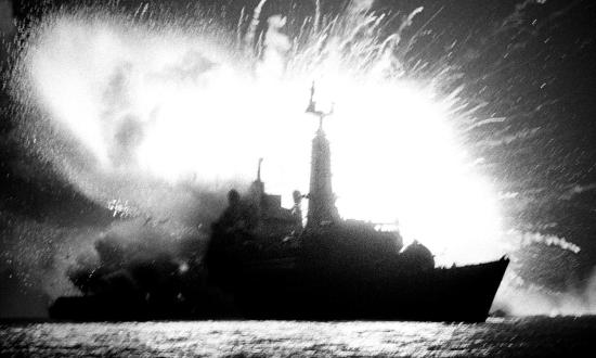 An explosion broke the back of the frigate HMS Antelope