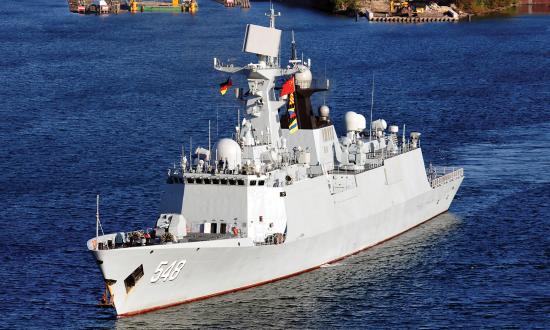 The Jiangkai II–class guided-missile frigate Yiyang during a visit to Germany.