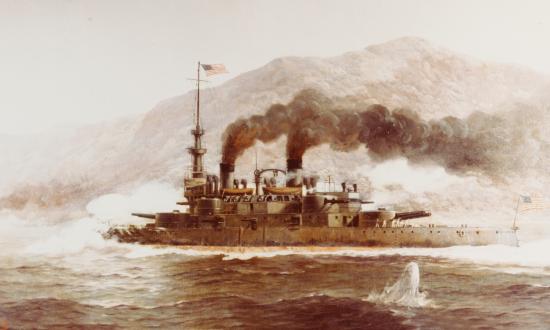 The USS Oregon in pursuit of the Spanish squadron