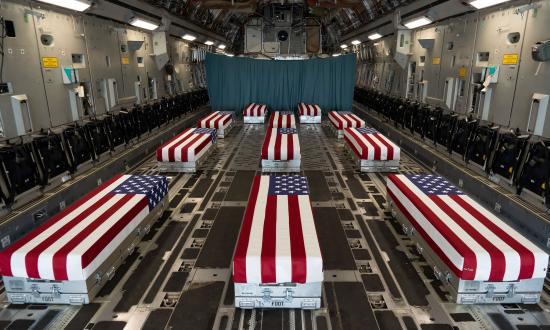 Caskets carrying U.S. Marines home from Afghanistan
