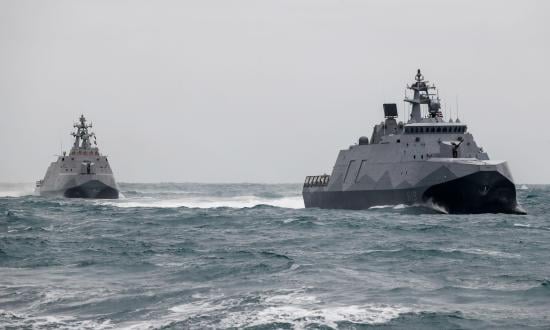 Two Taiwanese Navy corvettes at sea in early 2022.